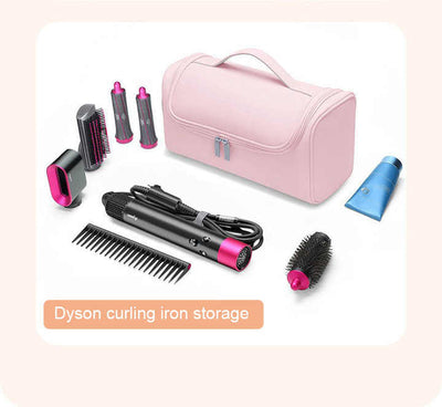 Pink Portable Hair Styling Tool Organizer - Travel Storage Bag with Compartments