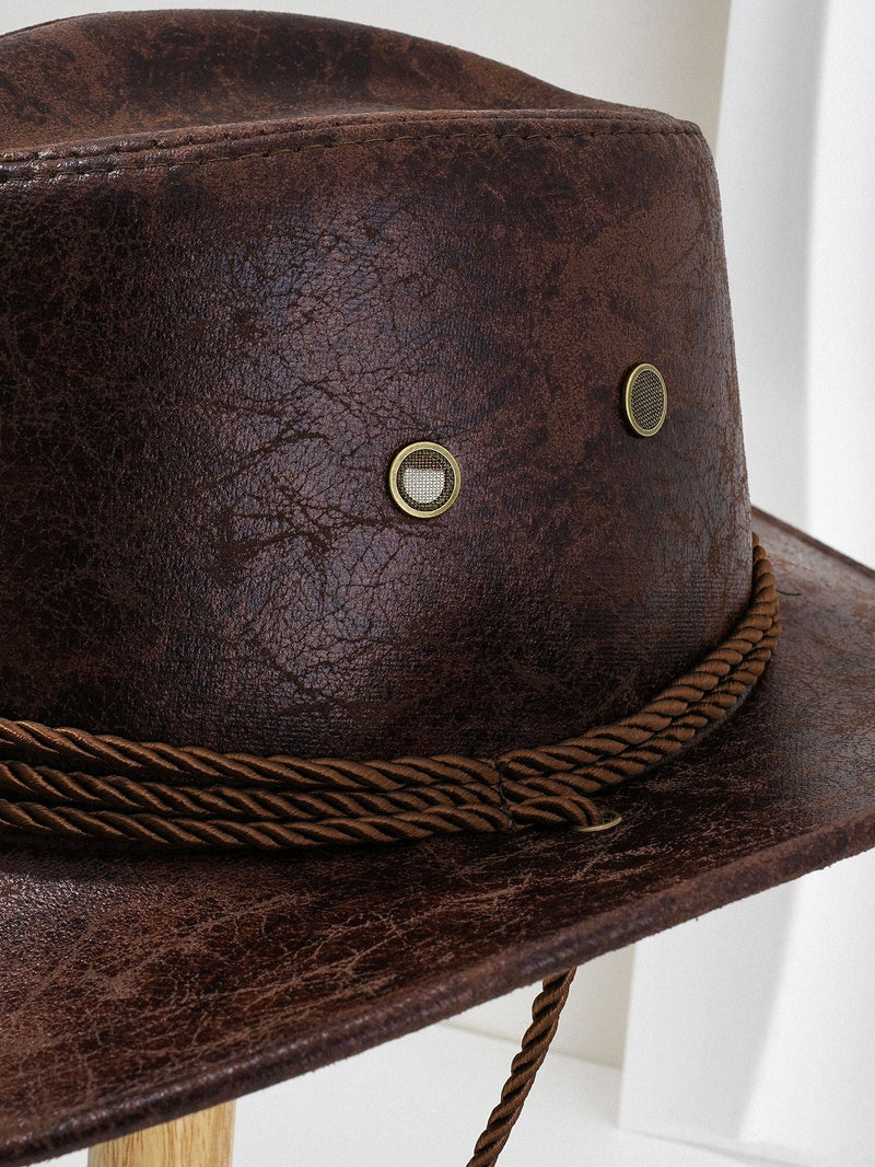 Dark Brown Classic Western Cowboy Hat with Wide Brim - Durable and Stylish Design