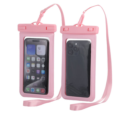 Pink Four Pieces Per Set Waterproof Phone Pouch with Clear Touchscreen Window and Lanyard