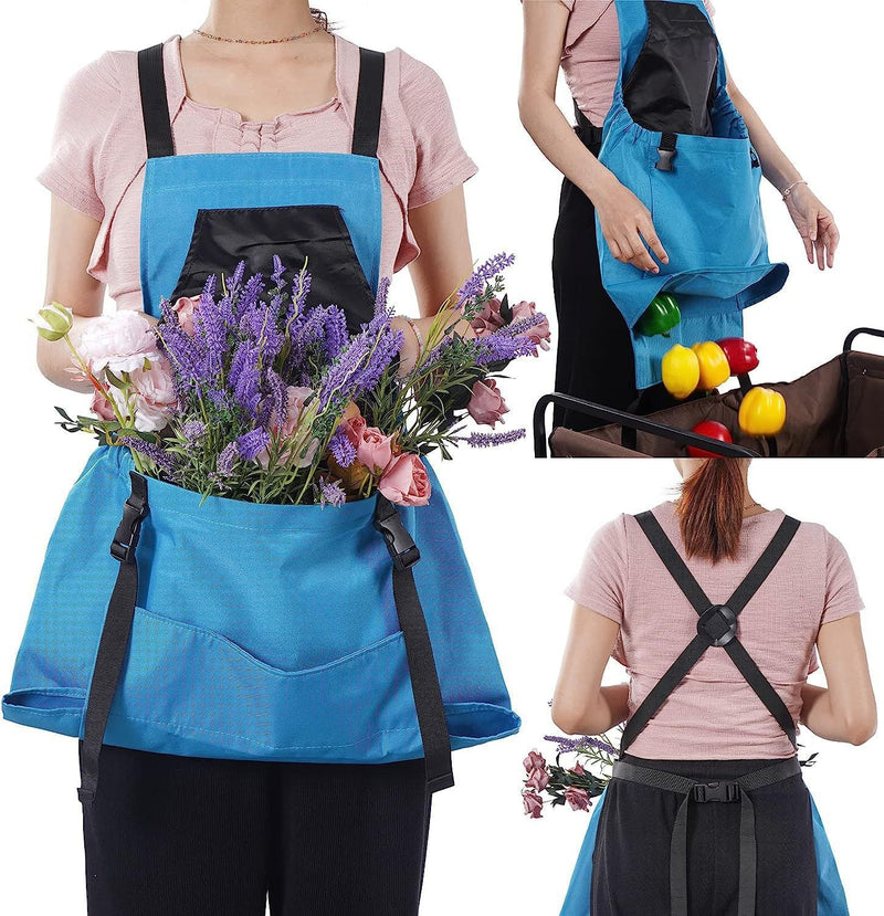 Grey Adjustable Garden Harvesting Apron with Large Storage Pocket