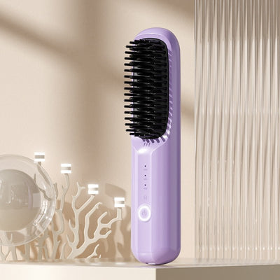 Purple Portable Electric Hair Straightening Brush