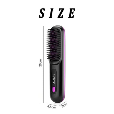 Black Portable Electric Hair Straightening Brush