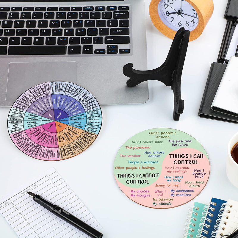 2 PCS for Each One Purple Emotion Wheel and Control Circle with Display Stands for Personal Development