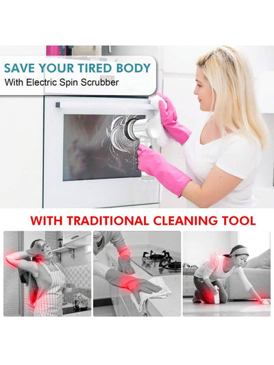 White Electric Cleaning Brush with Multiple Attachments - Rechargeable and Versatile for Home and Kitchen Use