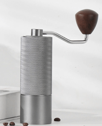 Silver Premium Manual Coffee Grinder with Adjustable Ceramic Burr - Compact and Durable for Perfect Coffee Grinding