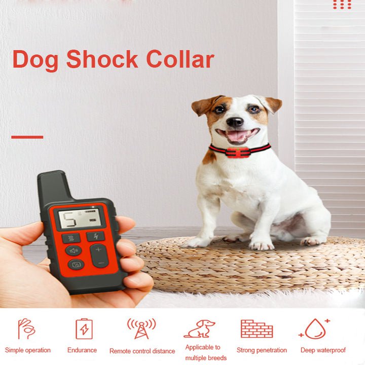Red Remote Dog Training Collar with Adjustable Shock and Vibration - Rechargeable, Waterproof, 2 Channels for Small to Large Dogs