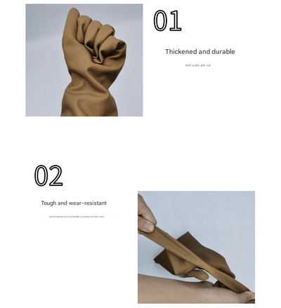 Grey Set of 3 Pairs of Durable Rubber Gloves - Waterproof, Comfortable, Ideal for Household and Cleaning Tasks