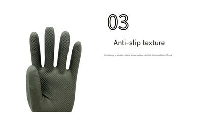 Grey Set of 3 Pairs of Durable Rubber Gloves - Waterproof, Comfortable, Ideal for Household and Cleaning Tasks