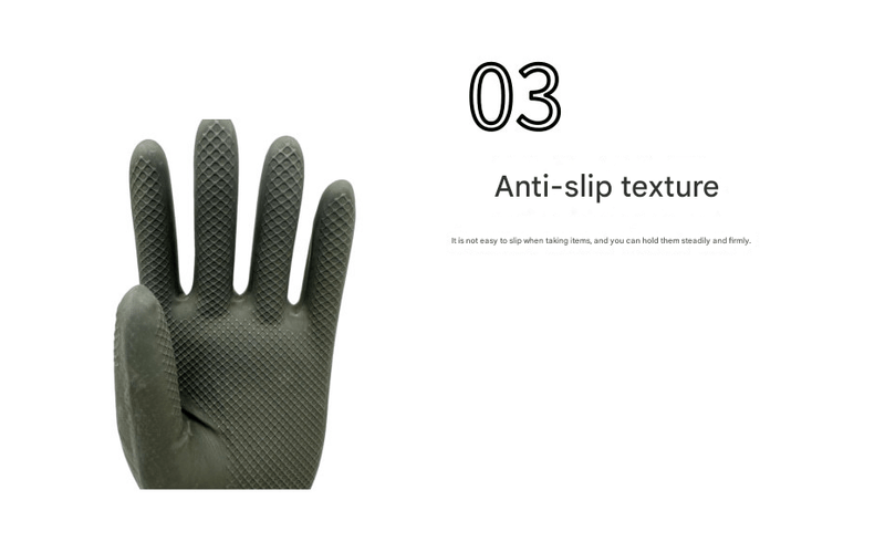Grey Set of 3 Pairs of Durable Rubber Gloves - Waterproof, Comfortable, Ideal for Household and Cleaning Tasks