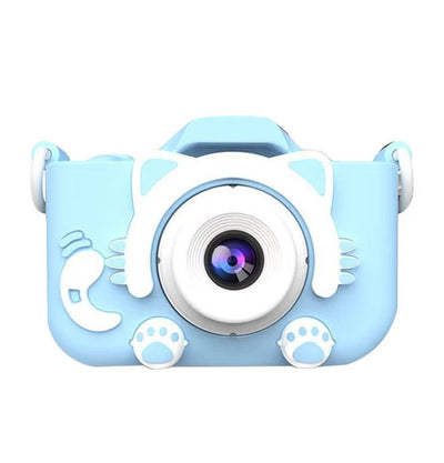 Blue Cat Cute Kids Digital Camera - Cat-Themed HD Camera with 32GB Memory Card