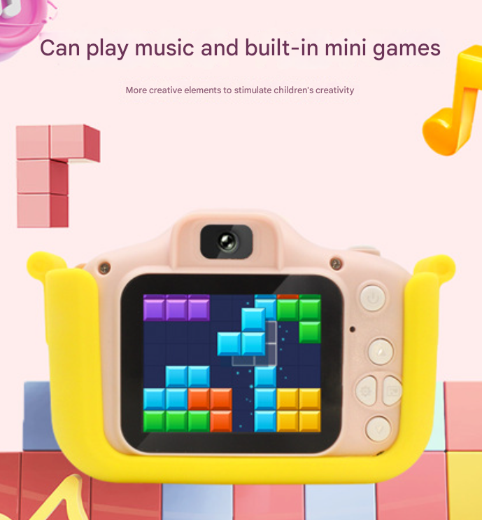 Blue Cat Cute Kids Digital Camera - Cat-Themed HD Camera with 32GB Memory Card