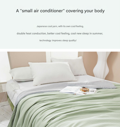 Green Breathable Cotton Summer Quilt - Lightweight Cooling Blanket for Air-Conditioned Rooms