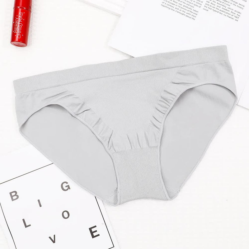 S Grey 3-Pack Seamless Stretch Bikini Panties - Soft & Breathable Women&