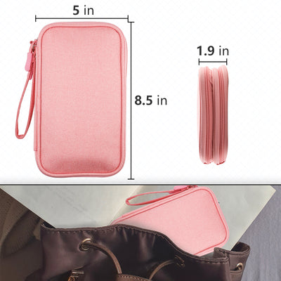 Pink Portable Digital Organizer Bag - Multifunctional Storage for Power Banks, Cables, and Accessories(Photography Props Not Included)