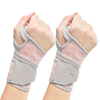 2 Pairs Pink Breathable Sports Wrist Support Wrap - Fitness Gym Wristband for Badminton & Injury Prevention