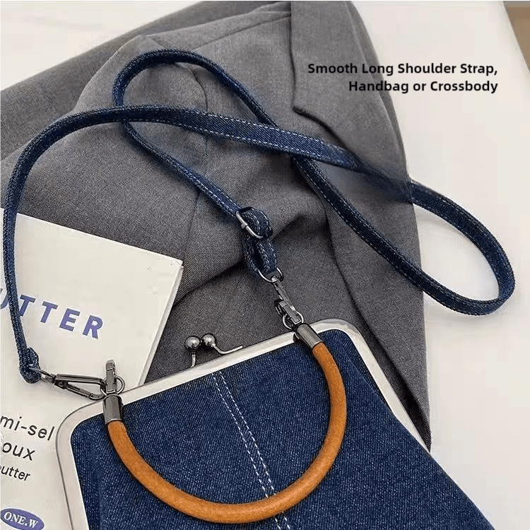 Dark Blue Handmade Denim Patchwork Small Crossbody Bag - Women&