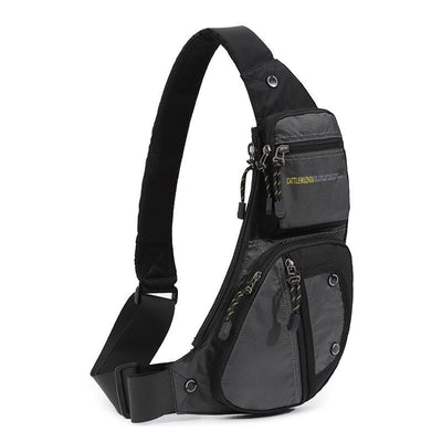 Black Men's Vintage Chest Bag – Multi-functional Waterproof Crossbody Sling Bag for Outdoor Sports