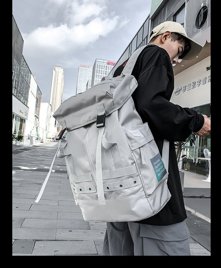 Grey Trendy Street Style Backpack - Large Capacity for Hiking, Students & Everyday Use