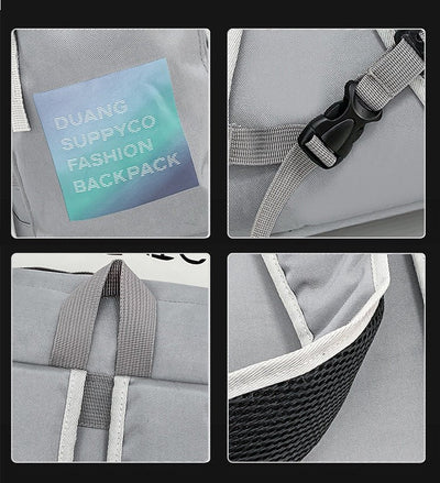 Grey Trendy Street Style Backpack - Large Capacity for Hiking, Students & Everyday Use