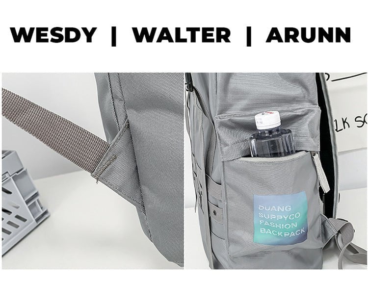 Grey Trendy Street Style Backpack - Large Capacity for Hiking, Students & Everyday Use