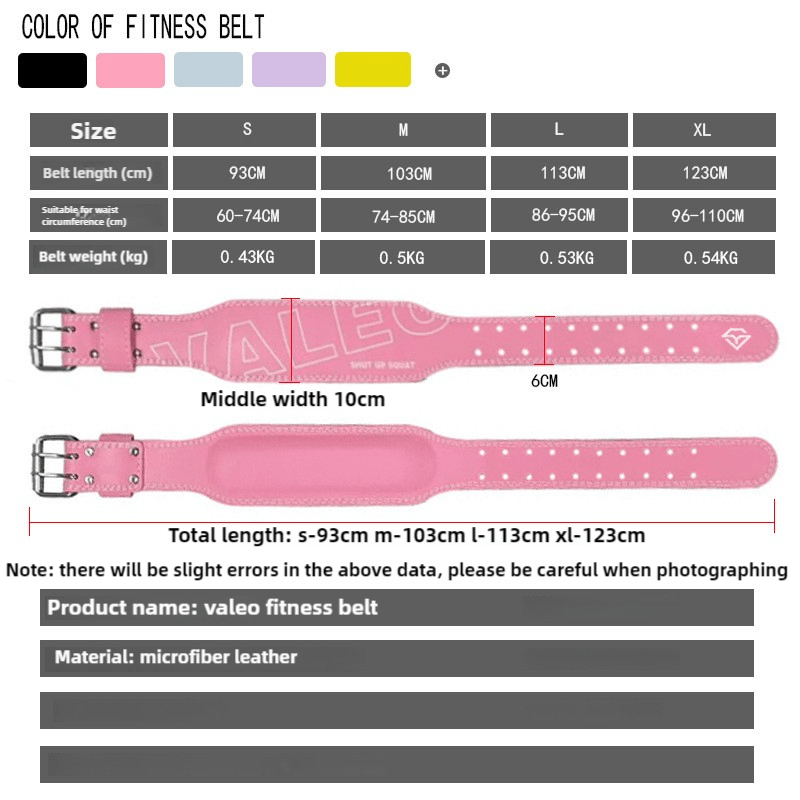 Size M Pink Professional Weightlifting Belt with Sponge Padding for Deep Squat and Deadlift - Men and Women Fitness Support