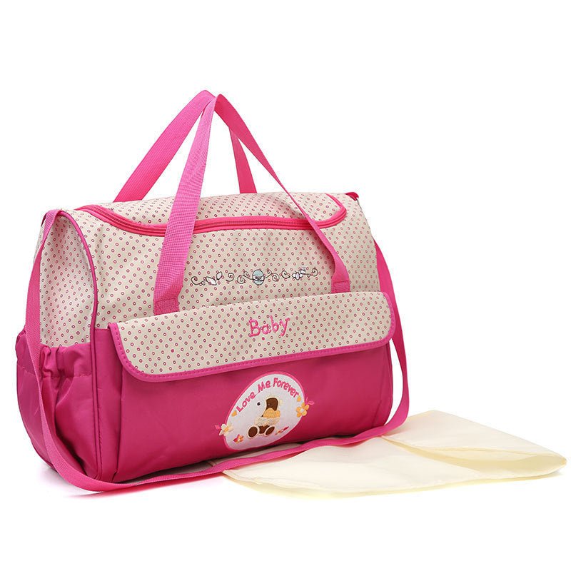 Large Pink Fashionable Large-Capacity Cartoon Bear Shoulder Crossbody Mommy Bag - Stylish and Functional Diaper Bag