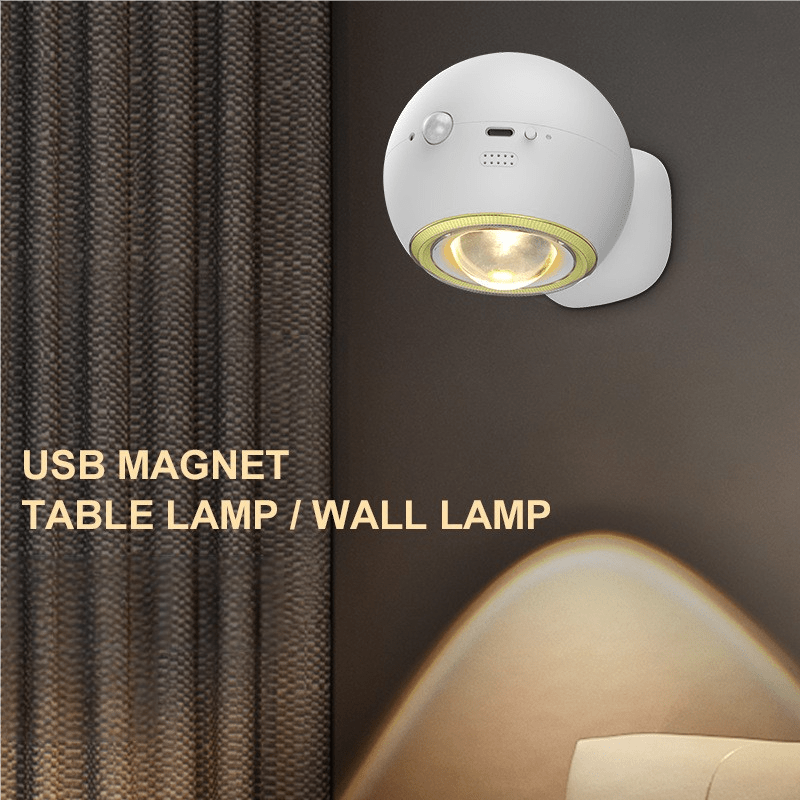 2 Pcs White Rechargeable Magnetic USB Table Lamp & Wall Light - 3000K/4000K/6000K Adjustable Brightness with Anti-Glare Design