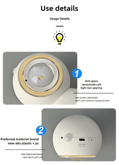 2 Pcs White Rechargeable Magnetic USB Table Lamp & Wall Light - 3000K/4000K/6000K Adjustable Brightness with Anti-Glare Design