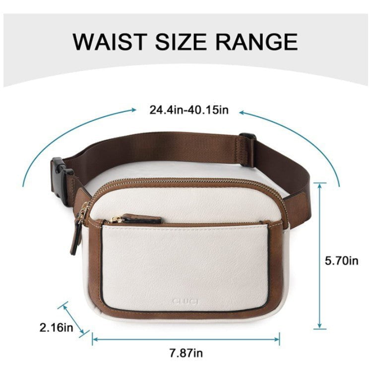 Black And Brown Color Matching Adjustable Waterproof PU Leather Waist Bag - Stylish Crossbody Belt Bag for Men & Women