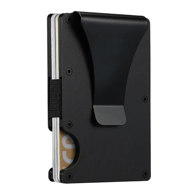 2 Pcs Black Aluminum Alloy RFID Blocking Wallet - Compact, Lightweight Credit Card Holder and Money Clip