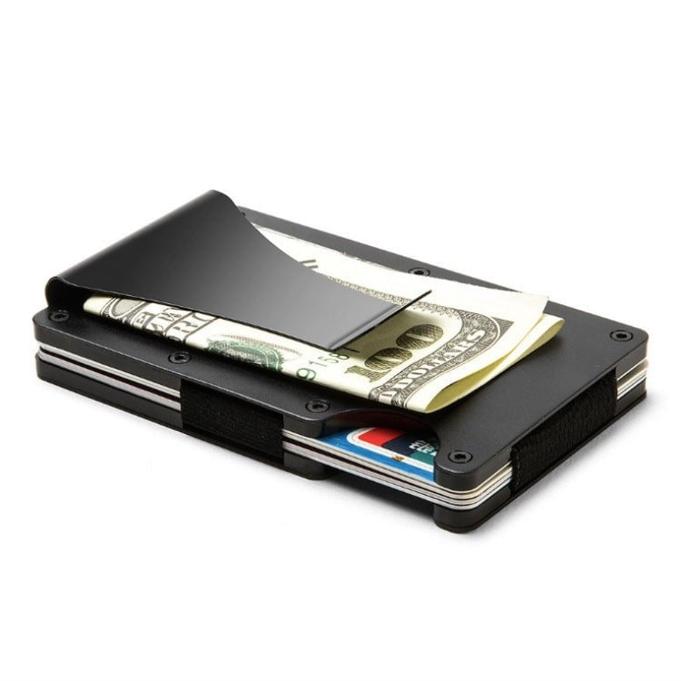 2 Pcs Black Aluminum Alloy RFID Blocking Wallet - Compact, Lightweight Credit Card Holder and Money Clip