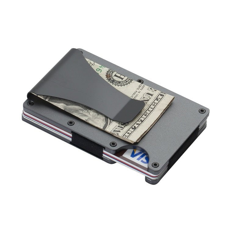 2 Pcs Grey Aluminum Alloy RFID Blocking Wallet - Compact, Lightweight Credit Card Holder and Money Clip