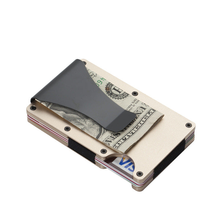 2 Pcs Gold Aluminum Alloy RFID Blocking Wallet - Compact, Lightweight Credit Card Holder and Money Clip