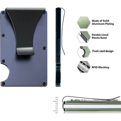 2 Pcs Gold Aluminum Alloy RFID Blocking Wallet - Compact, Lightweight Credit Card Holder and Money Clip