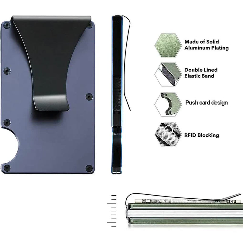 2 Pcs Gold Aluminum Alloy RFID Blocking Wallet - Compact, Lightweight Credit Card Holder and Money Clip