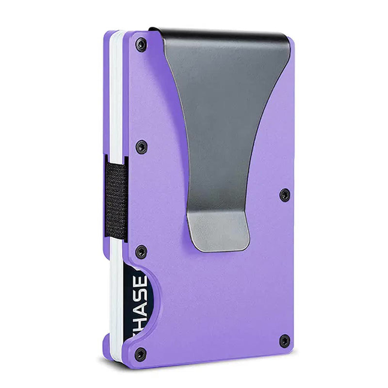 2 Pcs Purple Aluminum Alloy RFID Blocking Wallet - Compact, Lightweight Credit Card Holder and Money Clip