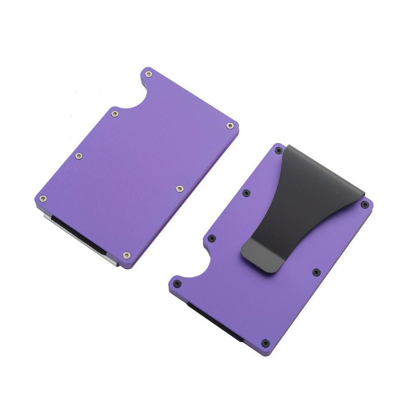 2 Pcs Purple Aluminum Alloy RFID Blocking Wallet - Compact, Lightweight Credit Card Holder and Money Clip