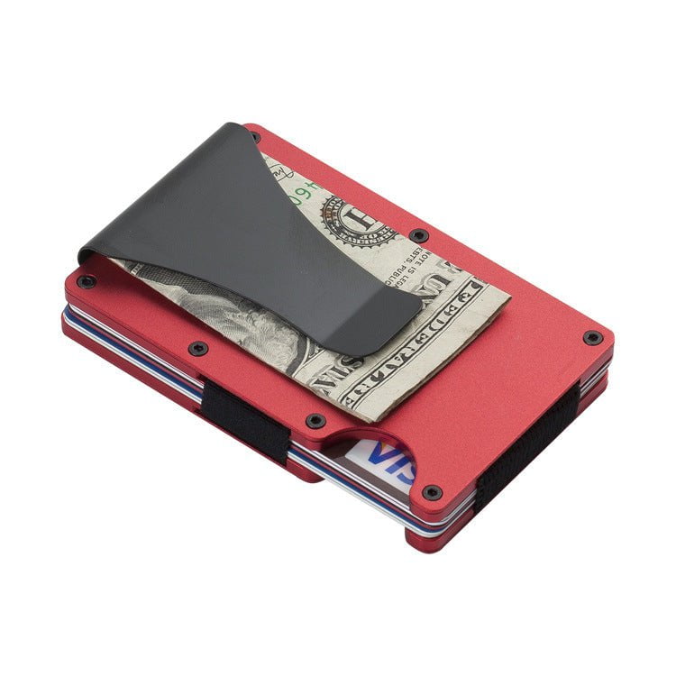 2 Pcs Red Aluminum Alloy RFID Blocking Wallet - Compact, Lightweight Credit Card Holder and Money Clip