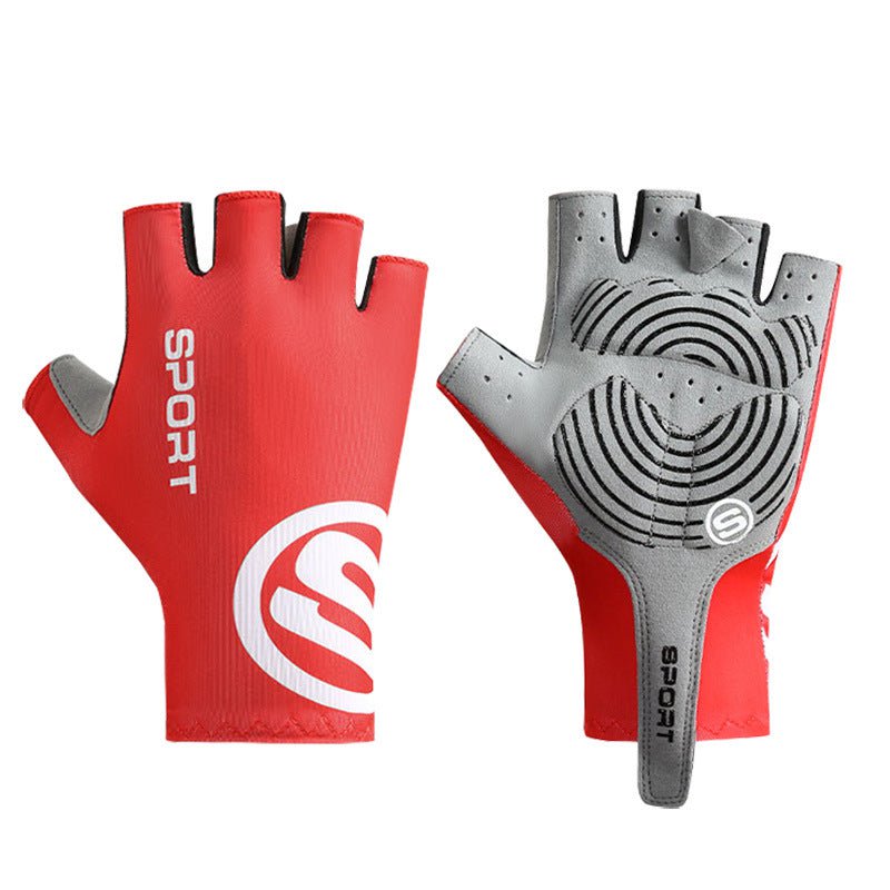 Size M Red Breathable Half-Finger Cycling Gloves - Anti-Slip, Shockproof, and Durable for Men & Women