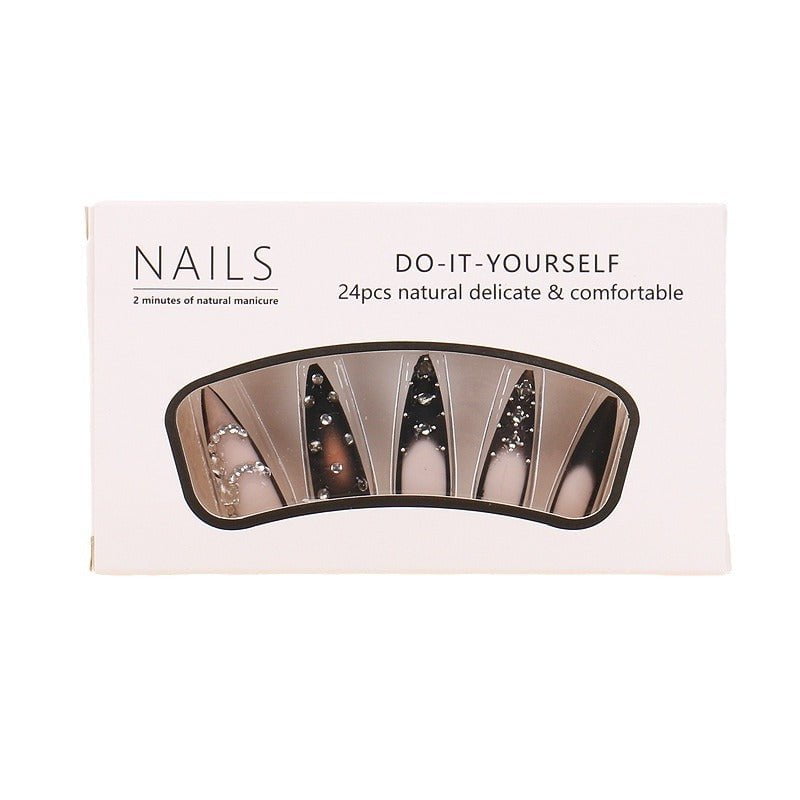 2 Pcs Black 24 Pcs Light & Traceless Press-On Nail Set - Reusable ABS Material False Nails for Salon-Quality Manicure