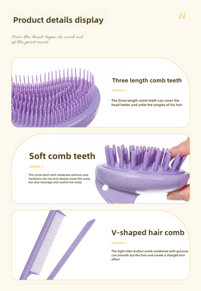 2 Pcs Green Eco-Friendly Wheat Straw Hair Care Set - Massage Brush, Detangling Comb, and V-shaped Comb for All Hair Types