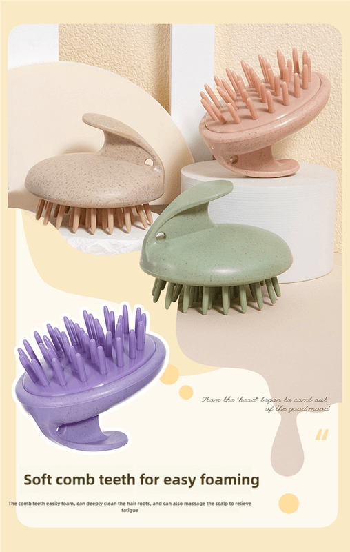 Light Brown Eco-Friendly Wheat Straw Hair Care Set - Massage Brush, Detangling Comb, and V-shaped Comb for All Hair Types