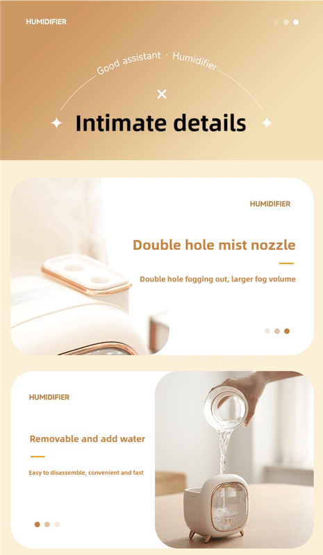 Off White USB Desktop Dual Mist Cute Humidifier with Essential Oil Diffuser, 500ml Large Capacity, Quiet Aromatherapy Machine for Bedroom and Office