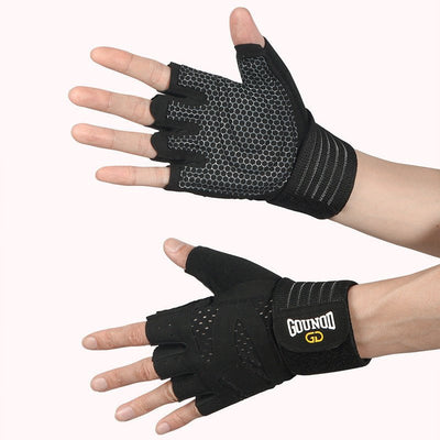 Size L Black Breathable Anti-Slip Gym Gloves for Workout and Weightlifting - Durable, Adjustable Fitness Gloves for Men and Women