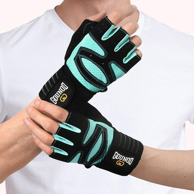 Size XL Black And Blue Breathable Anti-Slip Gym Gloves for Workout and Weightlifting - Durable, Adjustable Fitness Gloves for Men and Women