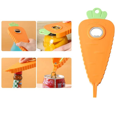 2 Pcs Orange Carrot-Shaped Multi-Function Bottle Opener – Versatile Kitchen Tool for Jars, Cans, and Bottles