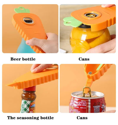 2 Pcs Orange Carrot-Shaped Multi-Function Bottle Opener – Versatile Kitchen Tool for Jars, Cans, and Bottles