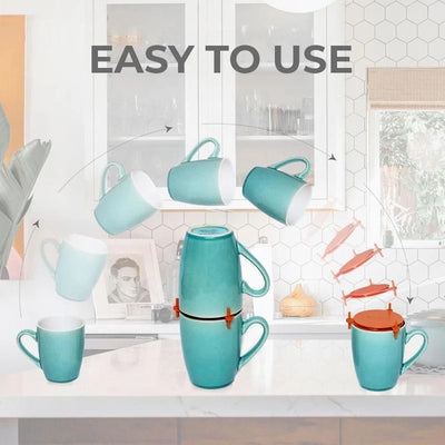 3 Pcs Blue Adjustable Cup Holder for Mugs, Glasses, and Cups - Stackable, Space-Saving Design, 6.5cm Diameter