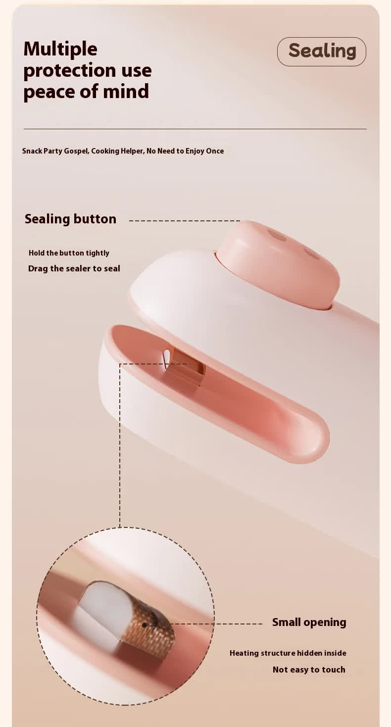 2 Pcs Pink Pig Mini Handheld Heat Sealing Machine for Food Bags – Compact, Portable, USB Rechargeable