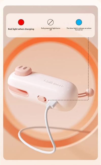 2 Pcs Pink Pig Mini Handheld Heat Sealing Machine for Food Bags – Compact, Portable, USB Rechargeable